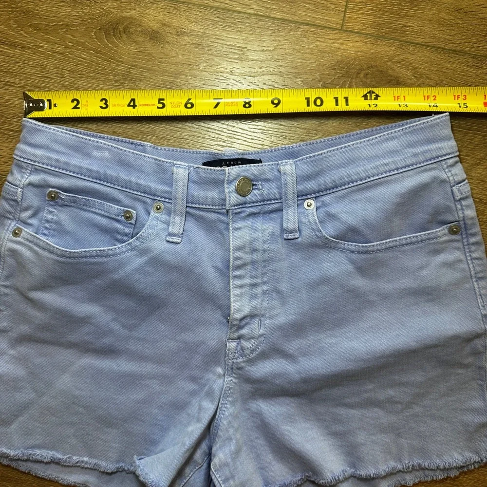 J.Crew Mercantile Women Periwinkle Blue Denim Cutoff Shorts Raw Hem Stretch 28/6